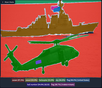 Image showing a ship and helicopter highlighted.
